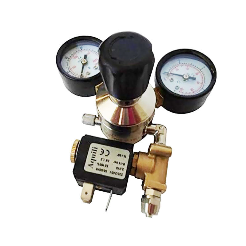 Pressure reducer with 2 pre-assembled brass solenoid pressure gauges